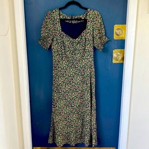 Jcrew floral sweetheart midi dress